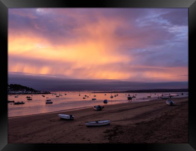 Boats moored between Instow and Appledore Framed Print by Tony Twyman