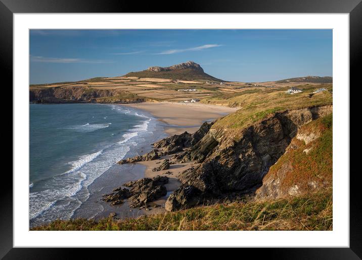 Whitesands Bay and Carn Llidi hill Framed Mounted Print by Leighton Collins