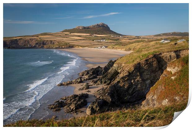 Whitesands Bay and Carn Llidi hill Print by Leighton Collins