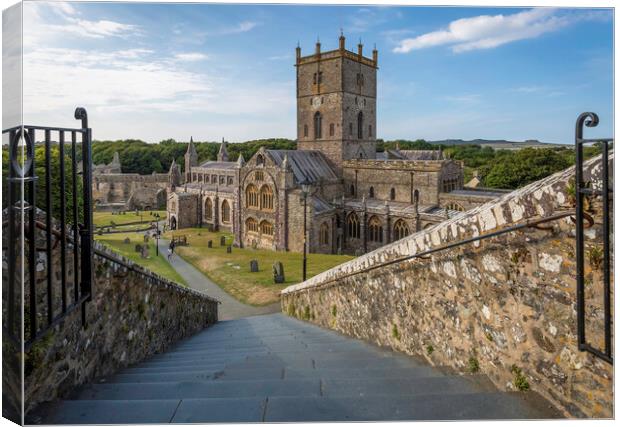The steps at St Davids Cathedral Canvas Print by Leighton Collins