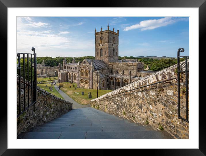 The steps at St Davids Cathedral Framed Mounted Print by Leighton Collins