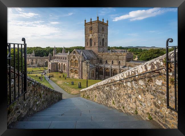 The steps at St Davids Cathedral Framed Print by Leighton Collins