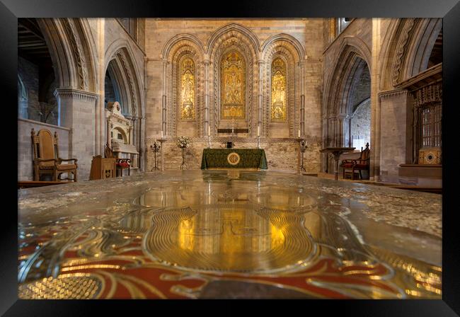 Interior of St Davids Cathedral Framed Print by Leighton Collins