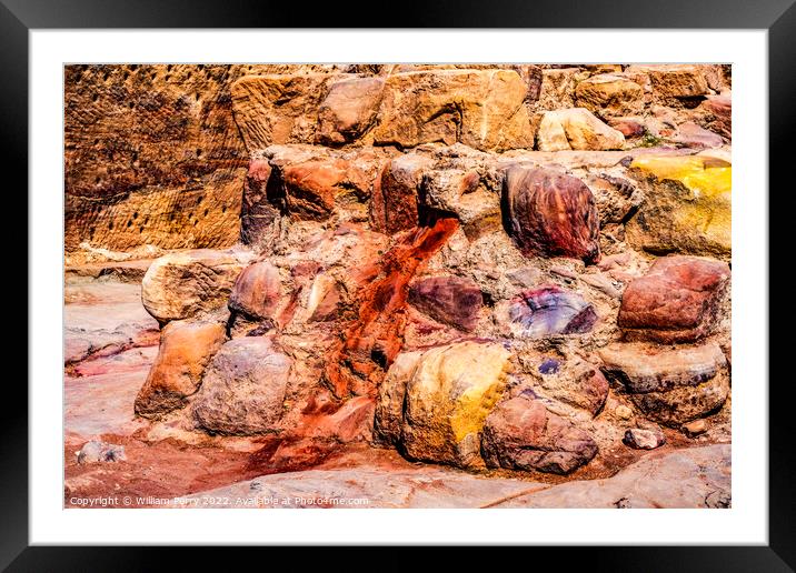 Colorful Rocks Amphitheater Petra Jordan  Framed Mounted Print by William Perry