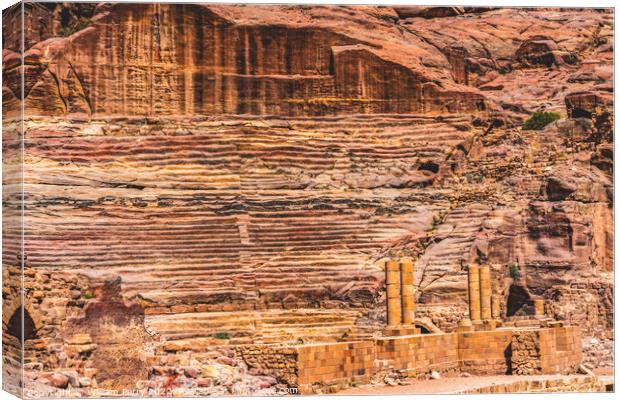 Red Carved Amphitheater Petra Jordan  Canvas Print by William Perry