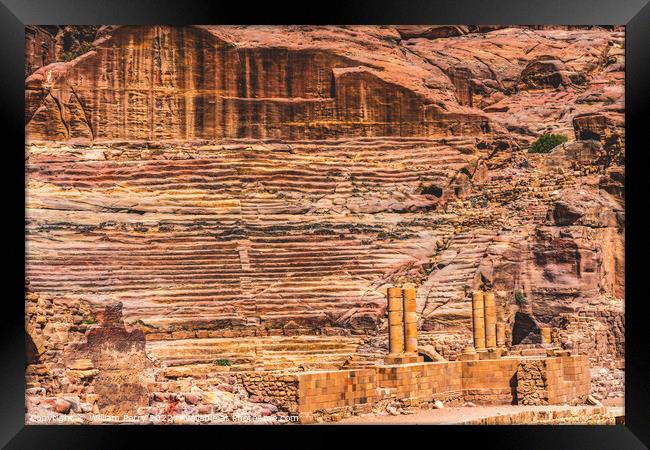 Red Carved Amphitheater Petra Jordan  Framed Print by William Perry