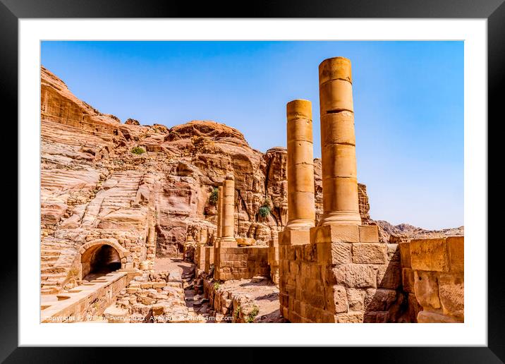 Columns Carved Amphitheater Petra Jordan  Framed Mounted Print by William Perry