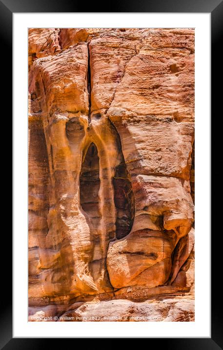 Red Yellow Rock Formation Petra Jordan Framed Mounted Print by William Perry