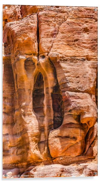 Red Yellow Rock Formation Petra Jordan Acrylic by William Perry