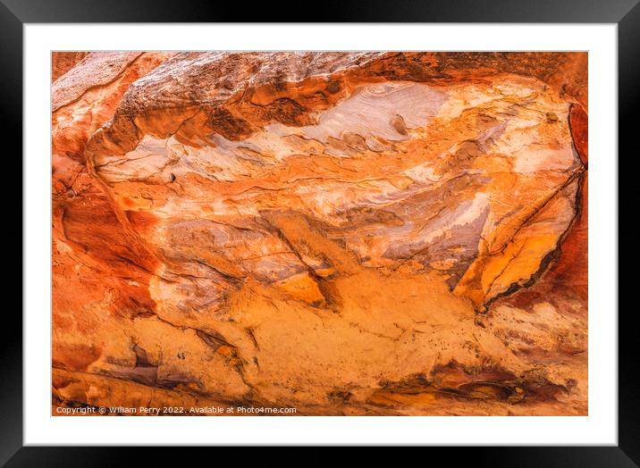 Colorful Canyon Wall Outer Siq Petra Jordan Framed Mounted Print by William Perry