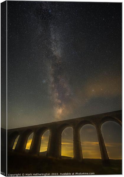 Milky Way over Ribblehead Viaduct in Yorkshire Canvas Print by Mark Hetherington