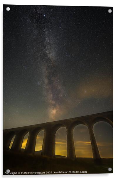 Milky Way over Ribblehead Viaduct in Yorkshire Acrylic by Mark Hetherington
