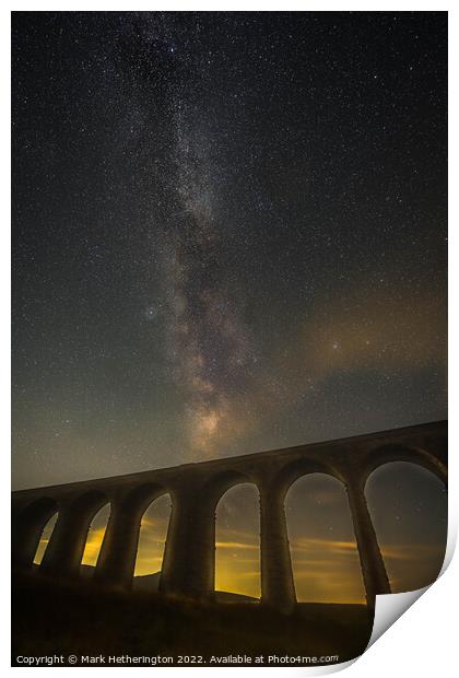 Milky Way over Ribblehead Viaduct in Yorkshire Print by Mark Hetherington