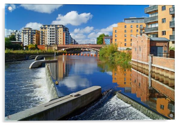 Crown Point Bridge & River Aire in Leeds  Acrylic by Darren Galpin