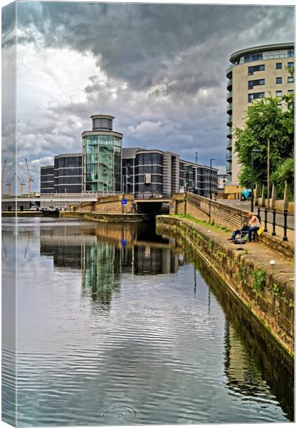 Royal Armouries from Aire and Calder Navigation Canvas Print by Darren Galpin