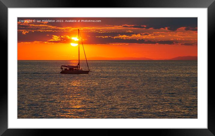 Boat at Sunset on the Adriatic Sea. Framed Mounted Print by Ian Middleton