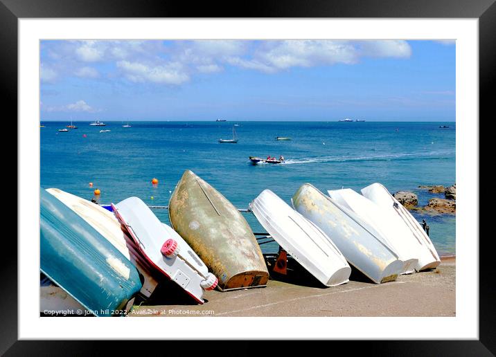 Resting rowboats at Seaview Isle of Wight. Framed Mounted Print by john hill