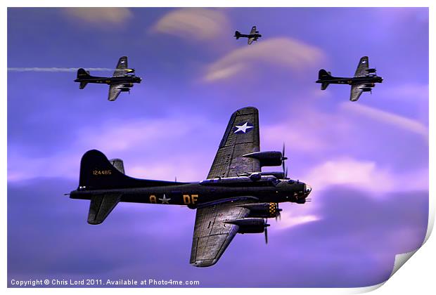 US Army Air Corps B17G Flying Fortress Print by Chris Lord