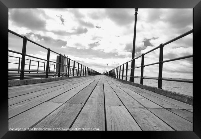 Leading lines on Southend on sea pier Framed Print by Ann Biddlecombe