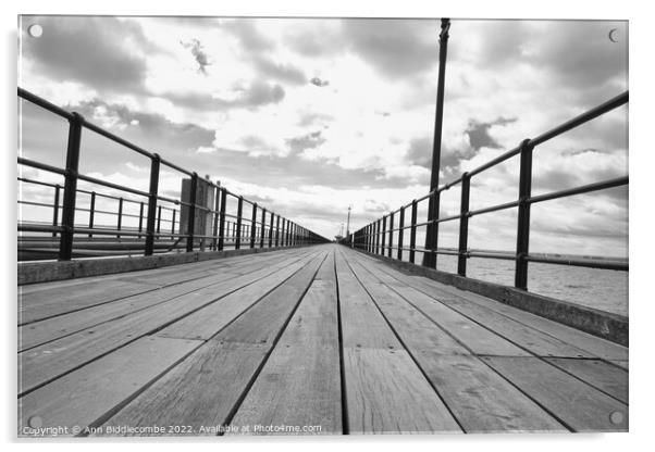 Leading lines on Southend on sea pier Acrylic by Ann Biddlecombe