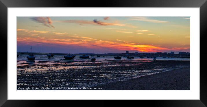 Sunset at Shoebury common beach Framed Mounted Print by Ann Biddlecombe