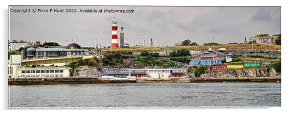 Plymouth Hoe And Smeaton's Tower Acrylic by Peter F Hunt