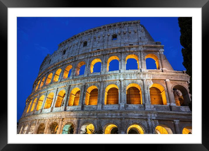 The Colosseum At Night In Rome, Italy Framed Mounted Print by Artur Bogacki