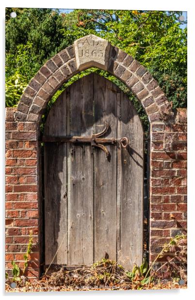 Old wooden gate with wrought iron fittings  Acrylic by Kevin Hellon
