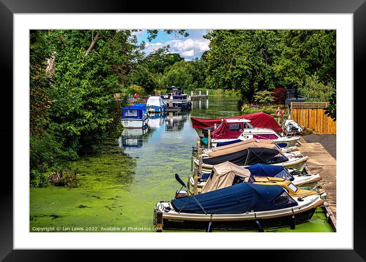 Boats Moored Above Goring Mill Framed Mounted Print by Ian Lewis