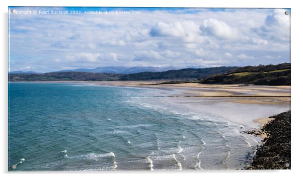 Benllech Beach Anglesey Wales Coast Acrylic by Pearl Bucknall