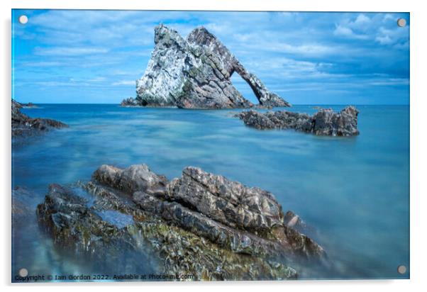 Bow Fiddle Rock Portknockie - Long Exposure North East Coast Scotland Acrylic by Iain Gordon