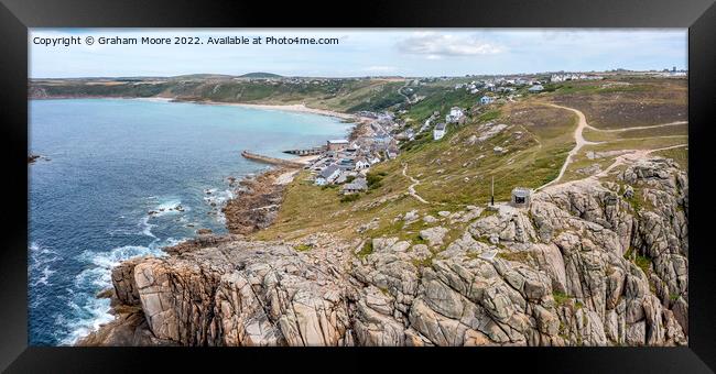 Sennen Cove panorama Framed Print by Graham Moore