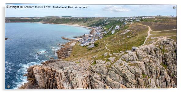 Sennen Cove panorama Acrylic by Graham Moore