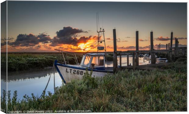 Sunrise over Thornham Old Harbour Canvas Print by David Powley