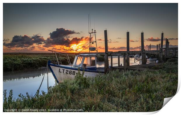 Sunrise over Thornham Old Harbour Print by David Powley