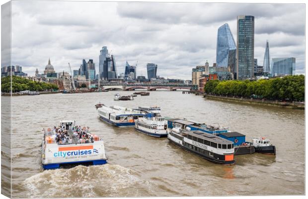 Passenger craft on the River Thames Canvas Print by Jason Wells