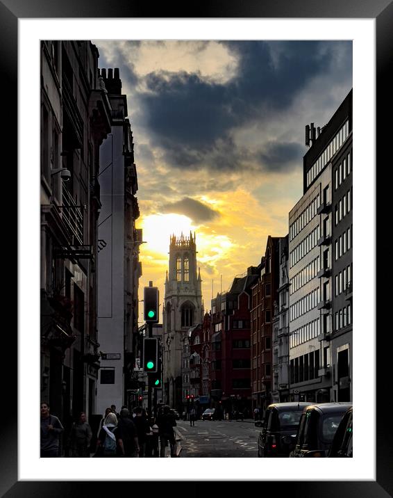 Sunset over Fleet Street London  Framed Mounted Print by Glen Allen
