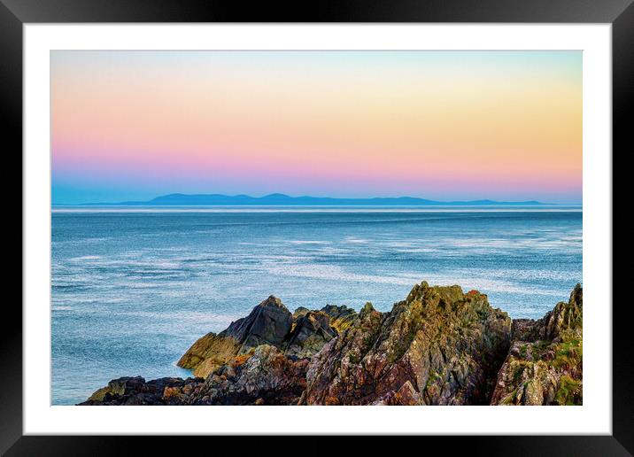 The Isle of Man across the Solway Firth Framed Mounted Print by Derek Beattie