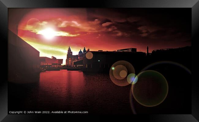Liverpool Waterfront Skyline (Digital Art)  Framed Print by John Wain