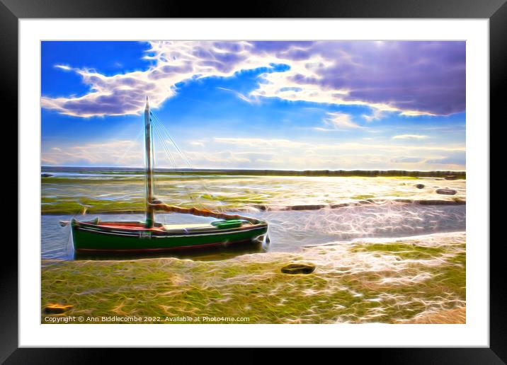 Trapped in the creak at Leigh on sea with effect Framed Mounted Print by Ann Biddlecombe