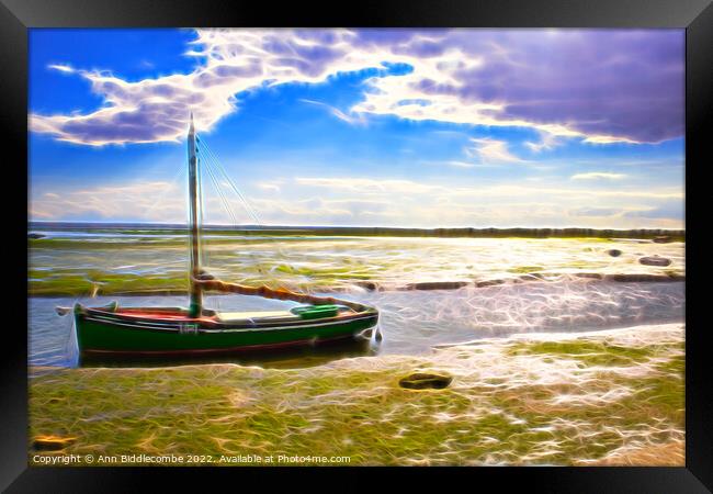 Trapped in the creak at Leigh on sea with effect Framed Print by Ann Biddlecombe