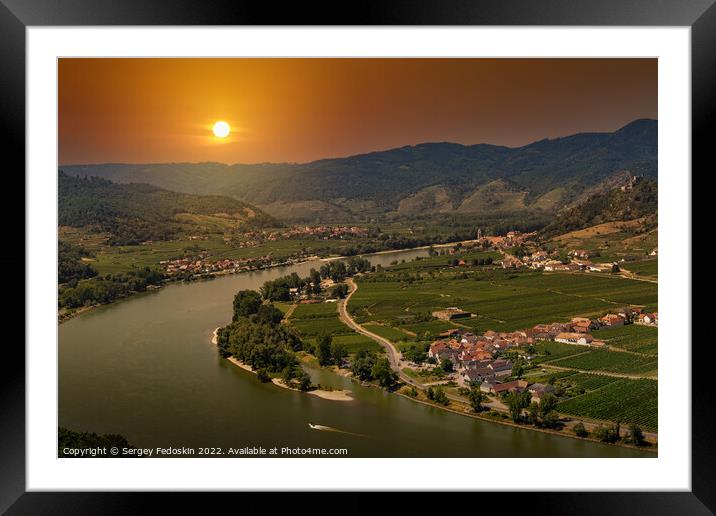 Wachau valley with Danube river and vineyards. Lower Austria. Framed Mounted Print by Sergey Fedoskin