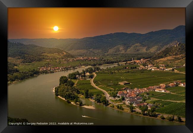 Wachau valley with Danube river and vineyards. Lower Austria. Framed Print by Sergey Fedoskin