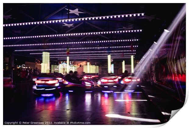 Funky Dodgem Bumper Cars At The Annual Street Fair In St Giles, Oxford Print by Peter Greenway
