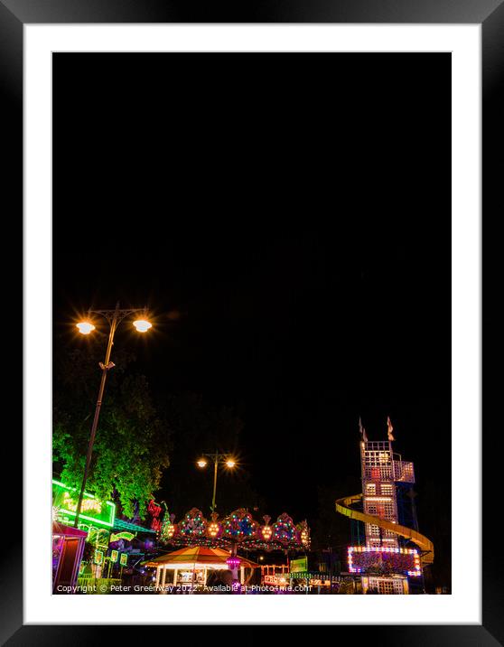 Crowds Wandering Around Heart Stopping Rides At The Annual Street Fair In Oxford Framed Mounted Print by Peter Greenway