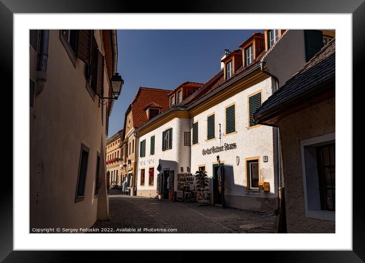 Durnstein. Narrow streets of tourist town. Framed Mounted Print by Sergey Fedoskin