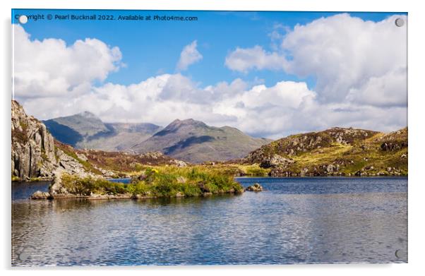 Snowdon Horseshoe across a Lake in Snowdonia Acrylic by Pearl Bucknall