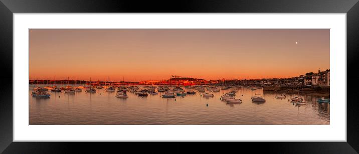 Sunset over Falmouth Harbour and Docks. Framed Mounted Print by Maggie McCall