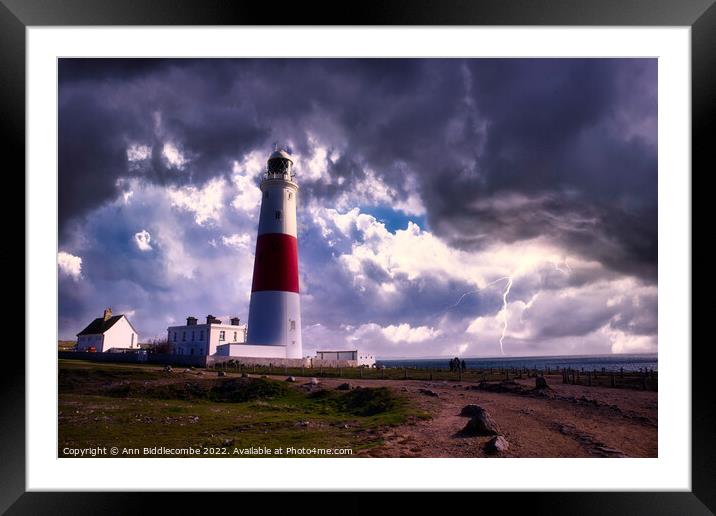 Storms at Portland Bill Framed Mounted Print by Ann Biddlecombe