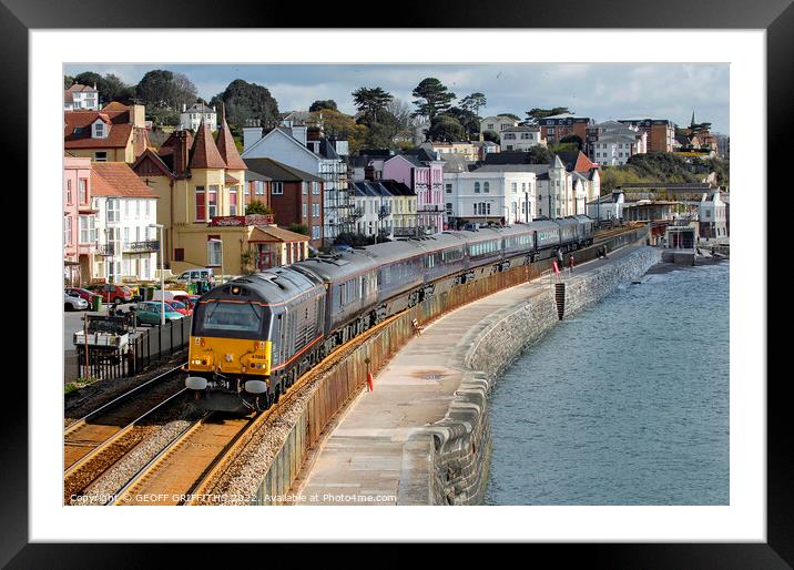 The Queen. Royal train Dawlish Framed Mounted Print by GEOFF GRIFFITHS